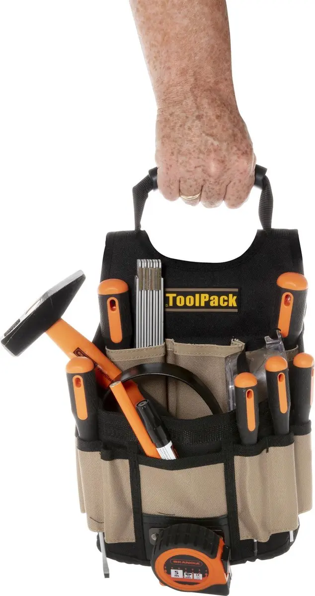 Toolpack 360.067 Heavy Duty Gereedschapstas 22x36cm - Zwart/Bruin