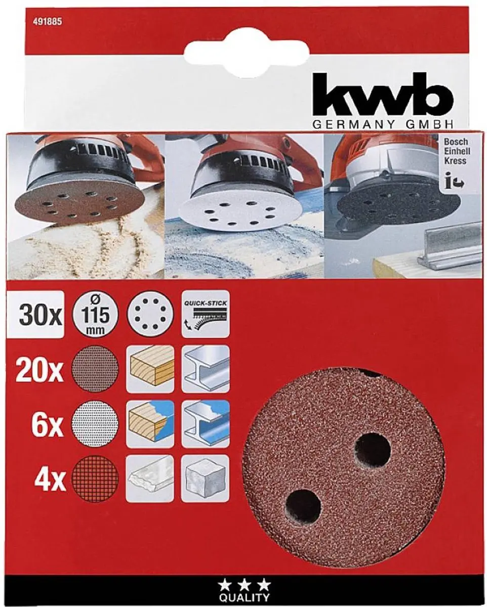 KWB Delta Schuurpapierset Ø115mm - 30 Stuks