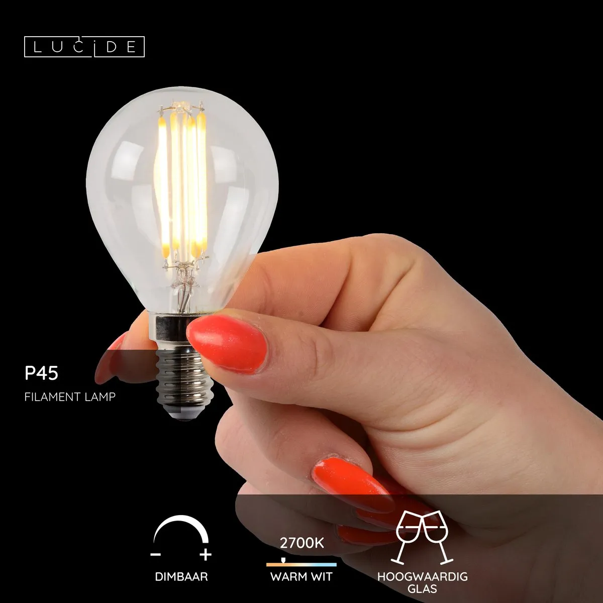 Lucide P45 LED Filamentlamp E14 4W 2700K - Ø4,5cm Transparant