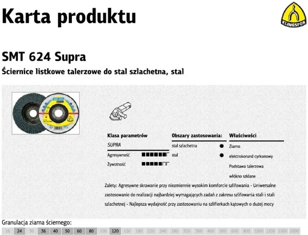 Klingspor SMT 624 Supra Flapdisk 125mm - Zirkoonkorund - Metaal