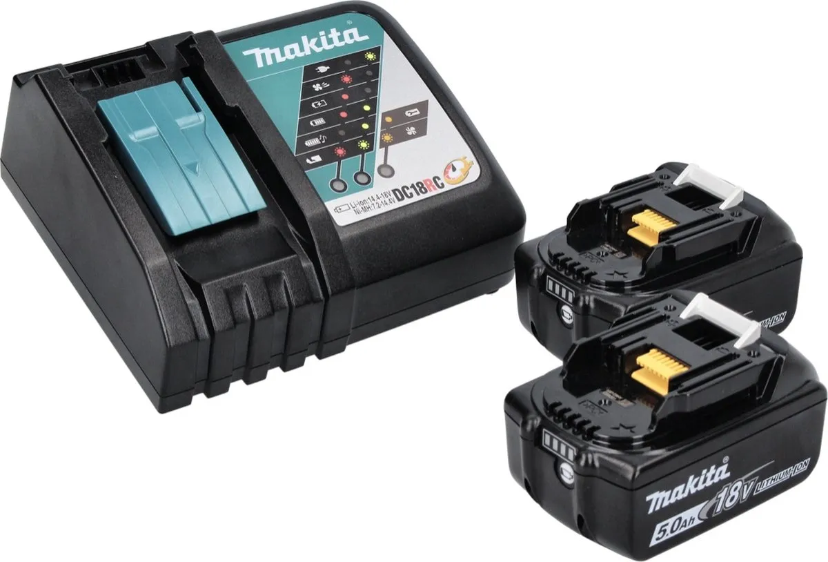 Makita DGA 517 RT Haakse Slijper 125mm - 2x 5.0Ah Accu