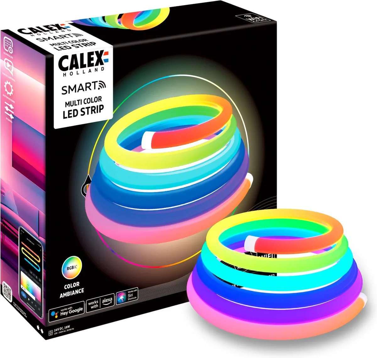 Calex Smart Neon Tube 360° RGBIC LED Strip - 3M - 16 Miljoen Kleuren - Wit - afbeelding 6 van 6