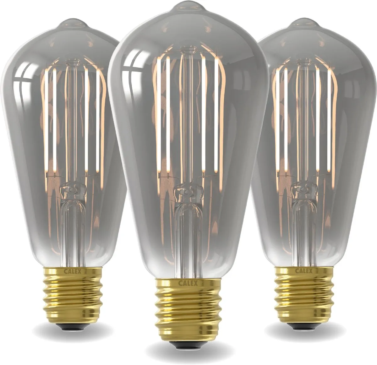Calex Slimme LED Filament Lamp E27 - 3 Stuks - Rookglas - 7W - 1800K