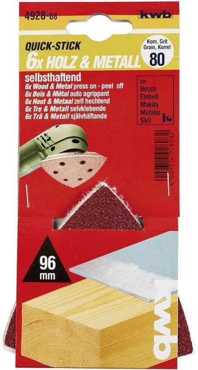 KWB Schuurschijf Delta 93x93mm Korrel 80 - 5 Stuks