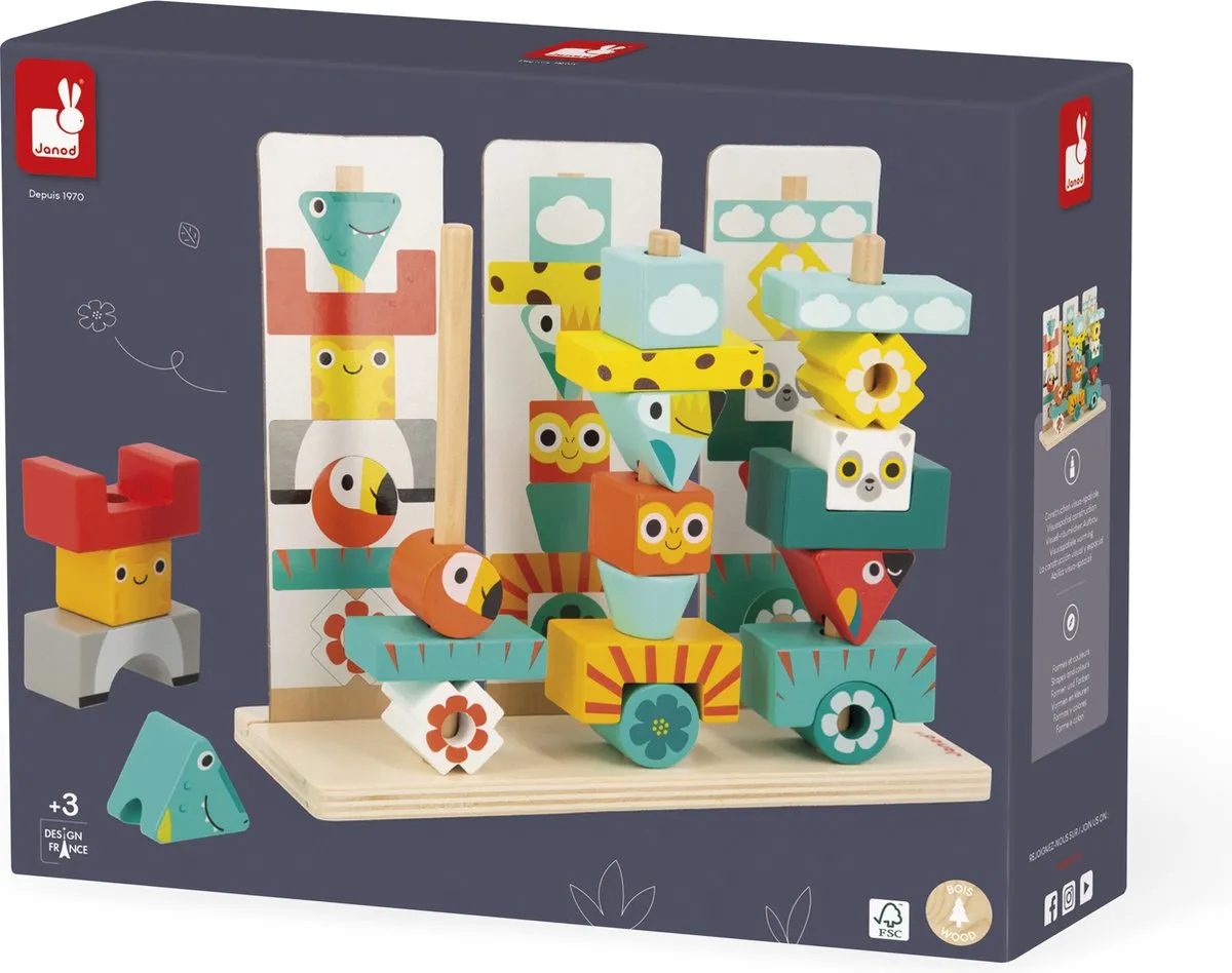 Janod Tropik Spel Totem Houten Stapelspel 8279 - 52 Stukken - afbeelding 6 van 6
