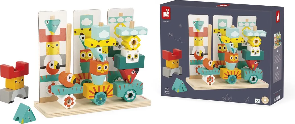 Janod Tropik Spel Totem Houten Stapelspel 8279 - 52 Stukken