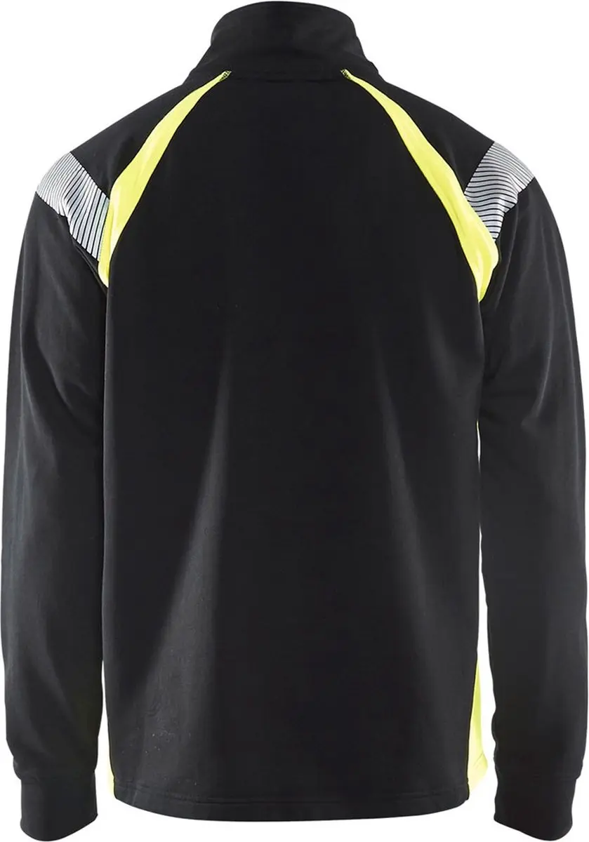 Blåkläder Visible 3432-1158 Sweatshirt halve rits - Zwart/High Vis Geel L