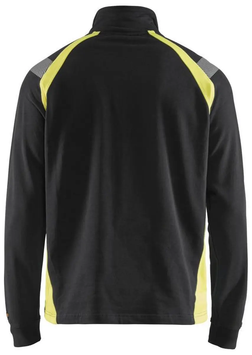 Blåkläder Visible 3432-1158 Sweatshirt halve rits - Zwart/High Vis Geel L