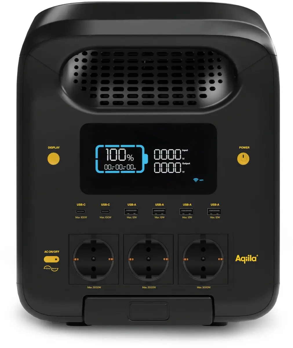 Aqiila Portable Powerstation 3000W 2560Wh - 13 Uitgangen - Met wielen