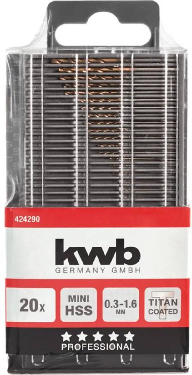 KWB HSS Titanium Metaal-spiraalboorset 20-delig M2 DIN 338