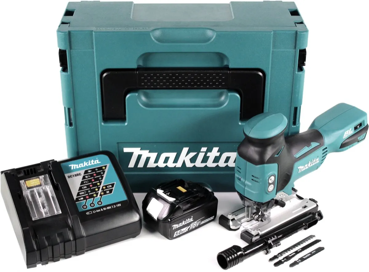 Makita DJV181RT1J Decoupeerzaag - 800 tpm - 1x 5,0 Ah accu - 6 zaagbladen - afbeelding 6 van 6