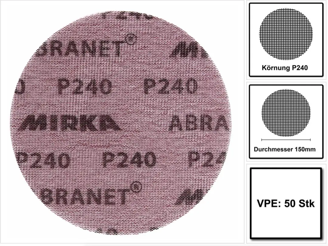 Mirka Abranet Schuurschijven 150mm P240 - 50 Stuks