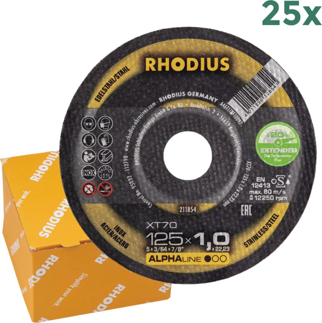 Rhodius ALPHALine I XT70 Doorslijpschijf 125mm - 25 Stuks