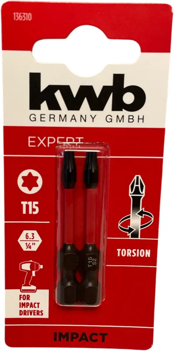 KWB 2 Bitjes Torsion T15 50mm