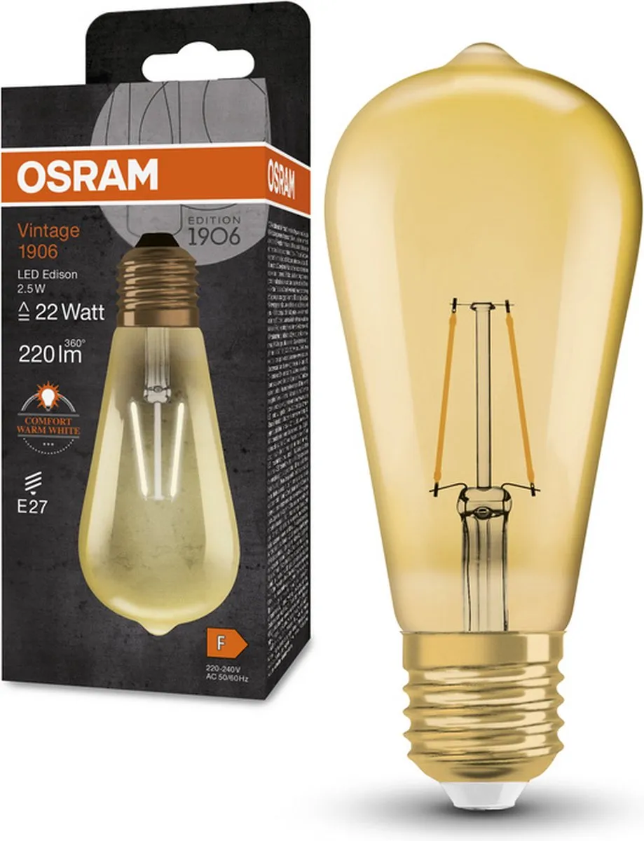 LEDVANCE OSRAM Vintage 1906 Klassieke Edison LED - 2,5W 220lm Warm wit
