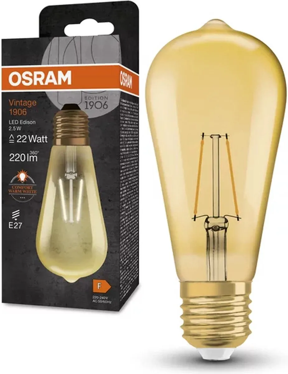 LEDVANCE OSRAM Vintage 1906 Klassieke Edison LED - 2,5W 220lm Warm wit