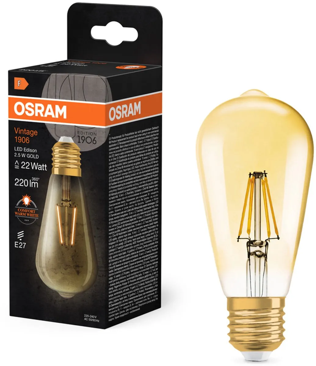 LEDVANCE OSRAM Vintage 1906 Klassieke Edison LED - 2,5W 220lm Warm wit
