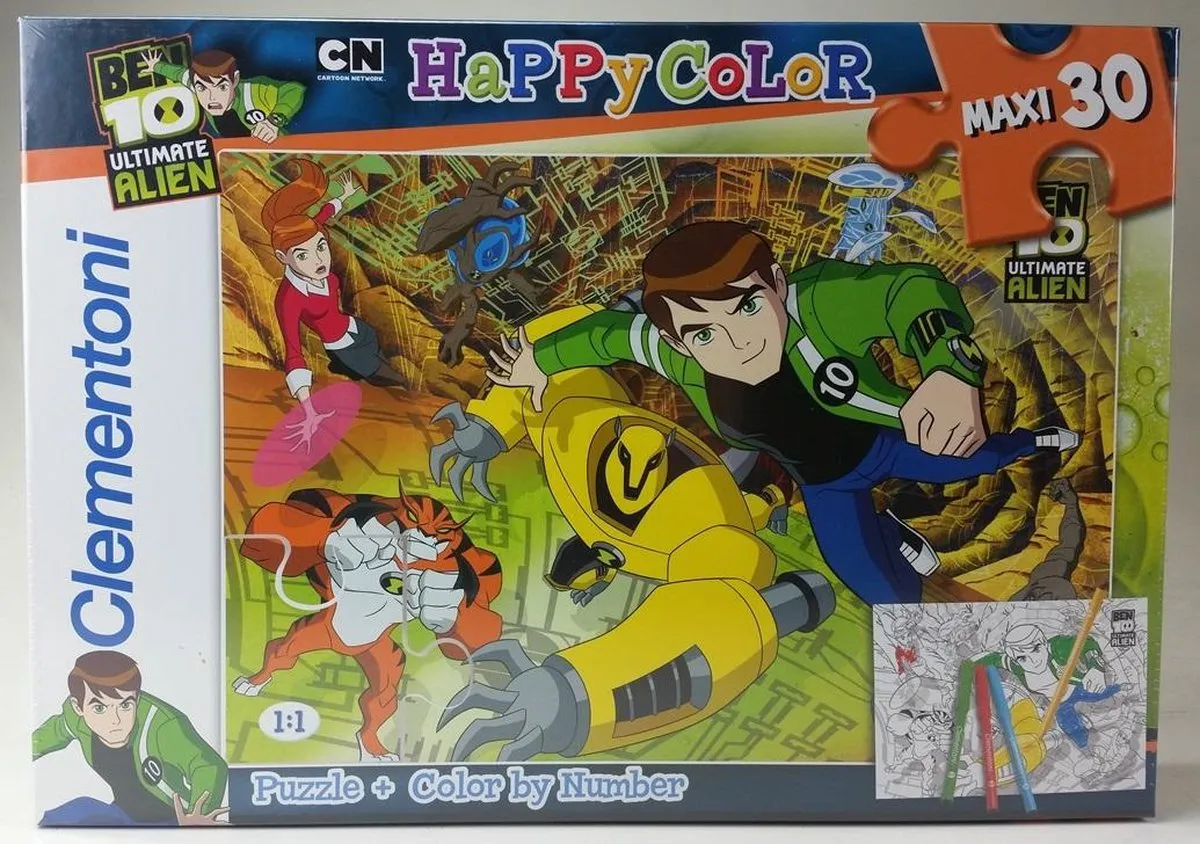 Clementoni Ben 10 Ultimate Alien Happy Color Maxi Puzzel 30 Stuks