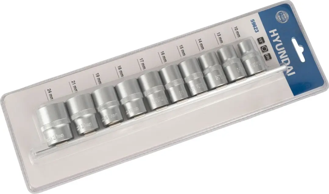 Hyundai Dopsleutelset 10-delig 1/2" - CrV - Zilver/Blauw/Zwart