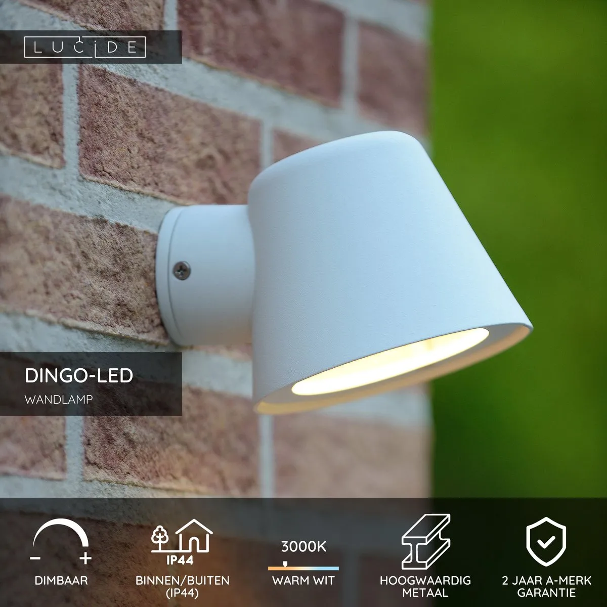 Lucide DINGO-LED Wandlamp 5W 3000K - IP44 Wit