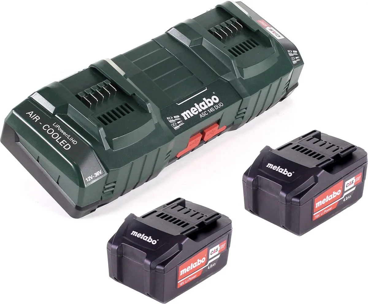 Metabo Li-Power Accu 18V 4.0Ah + ASC 145 DUO Oplader - 2 Stuks