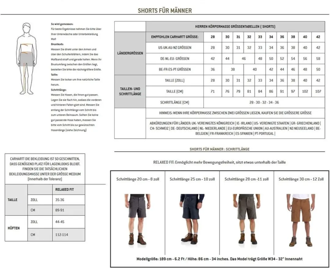 Carhartt Force Ripstop Cargo Short 107330 W34 - Burnished Logs
