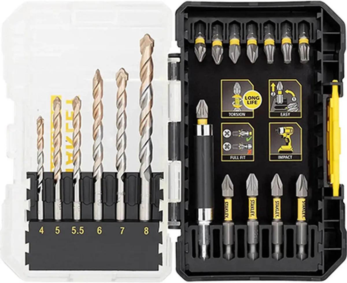 Stanley 19-delige Bits & Boren Set STA88552-XJ - Beton/Steen - afbeelding 3 van 3