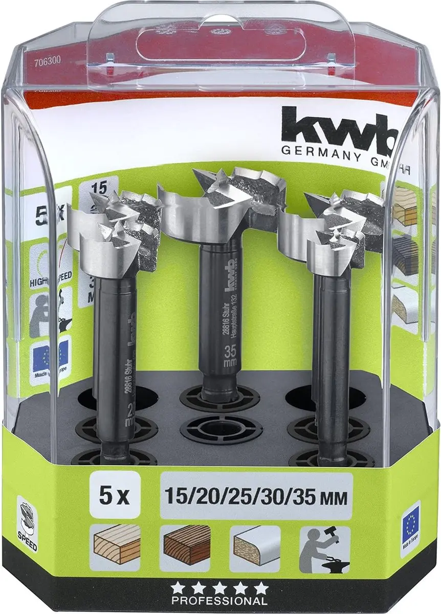 KWB Speed Forstner Boorset 5-delig - 15-35mm - 8mm Schacht - afbeelding 5 van 6