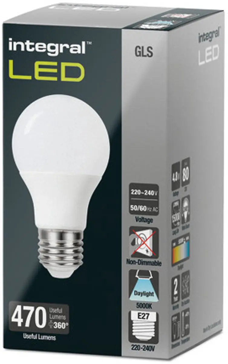 Integral E27 LED A60 500lm 5000K - 5 Stuks