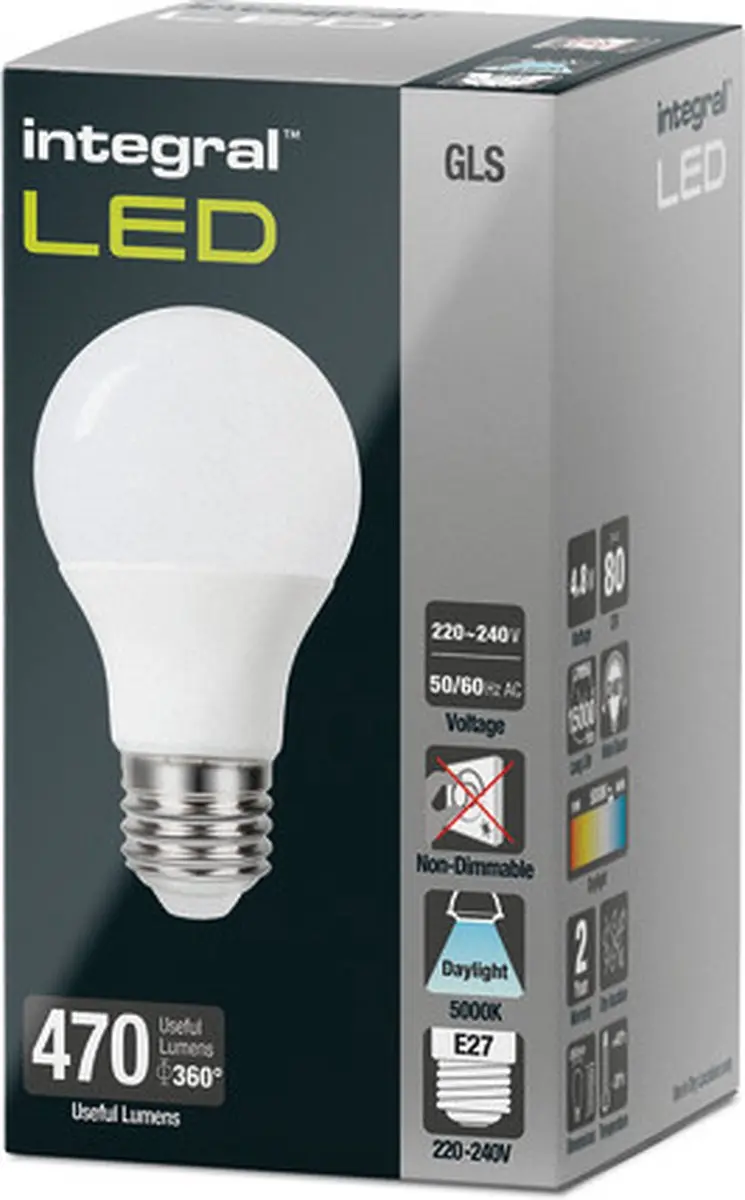 Integral Standaard Bol E27 4.8W Mat Wit 5000K