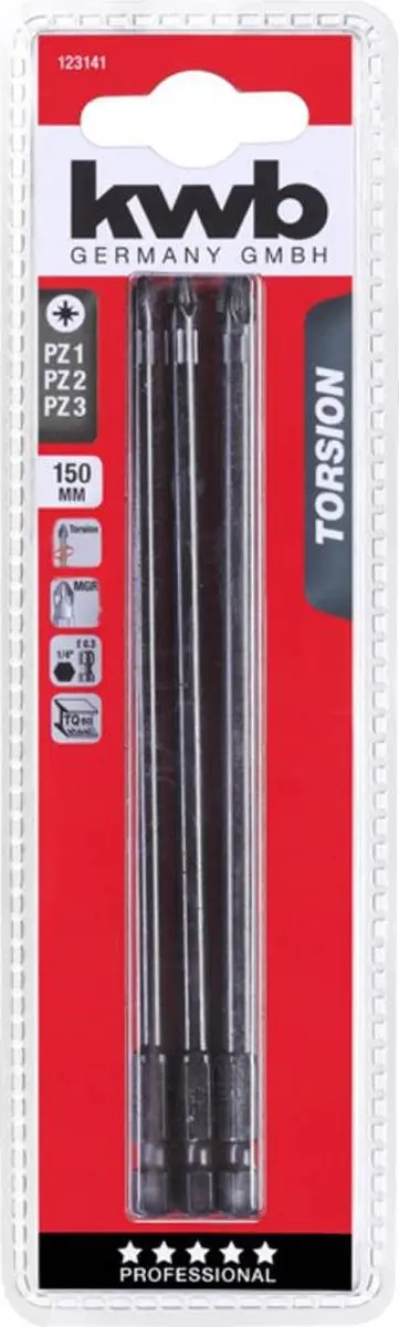 KWB 3 Bits 150mm Torsie Pz Set - 1 Stuk
