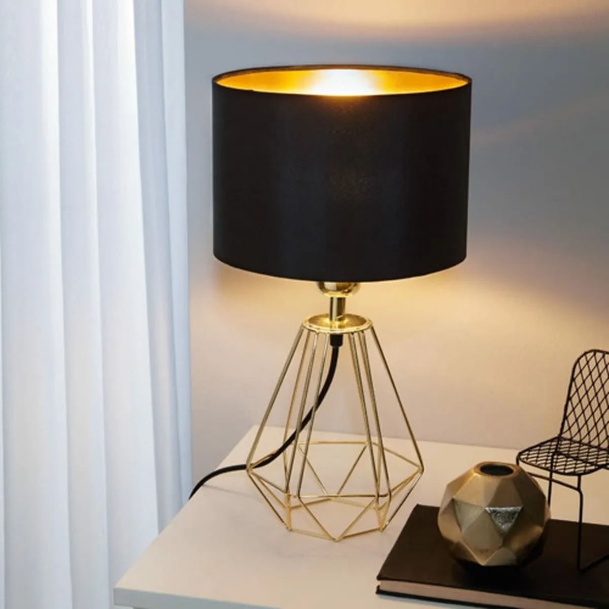 Eglo Carlton 2 Tafellamp - Ø16,5cm - Zwart/Goud