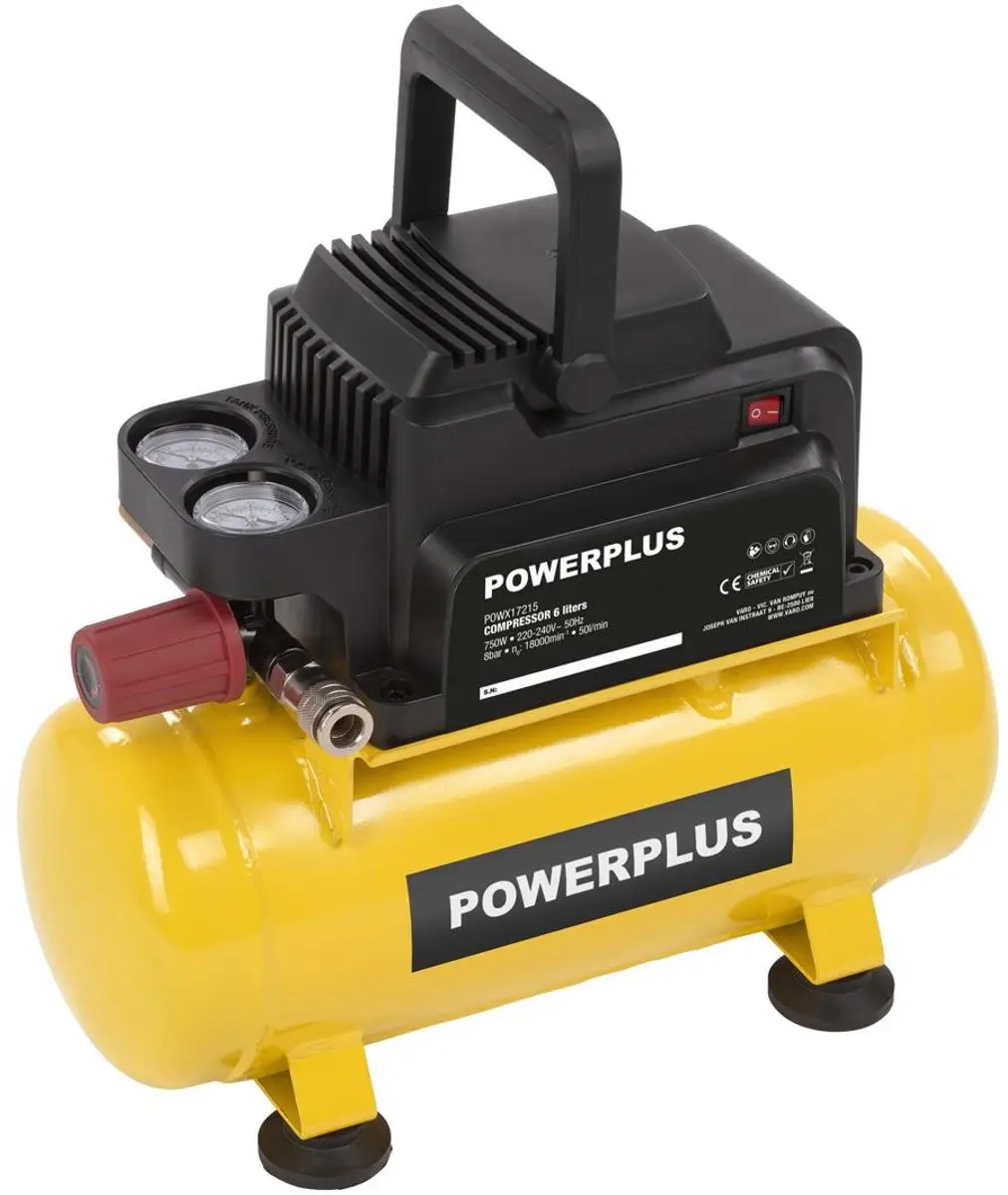 Powerplus POWX17215 Olievrije Compressor 750W 6L