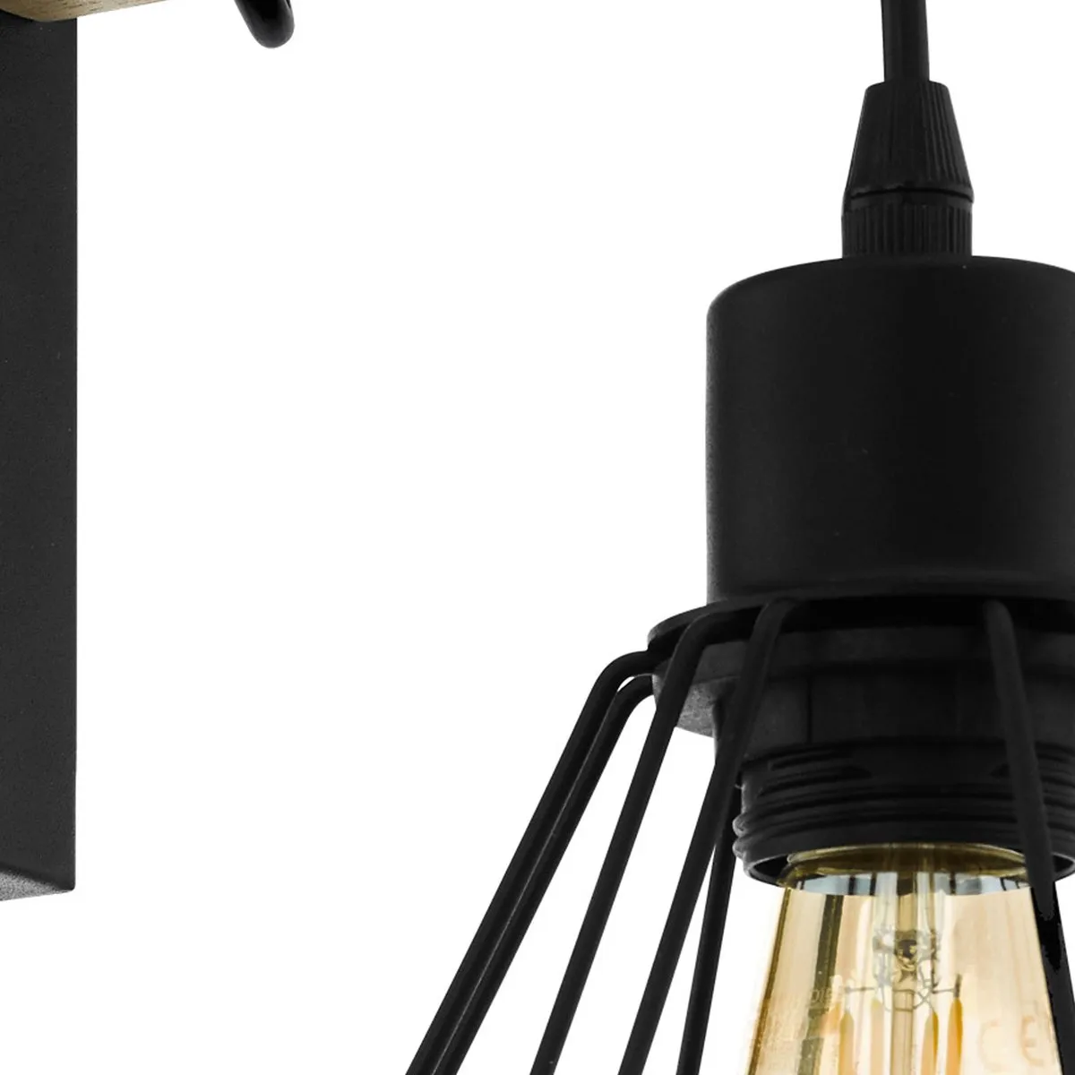 Eglo Townshend 5 Wandlamp E27 - 27,5 cm - Zwart/Bruin
