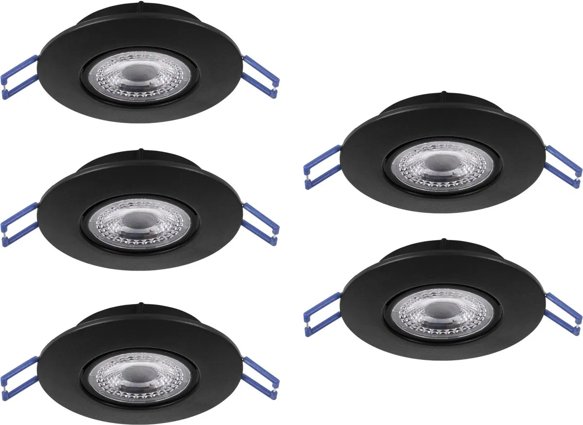 Eglo Zujar Inbouwspot LED Ø90mm - 5 Stuks - Zwart