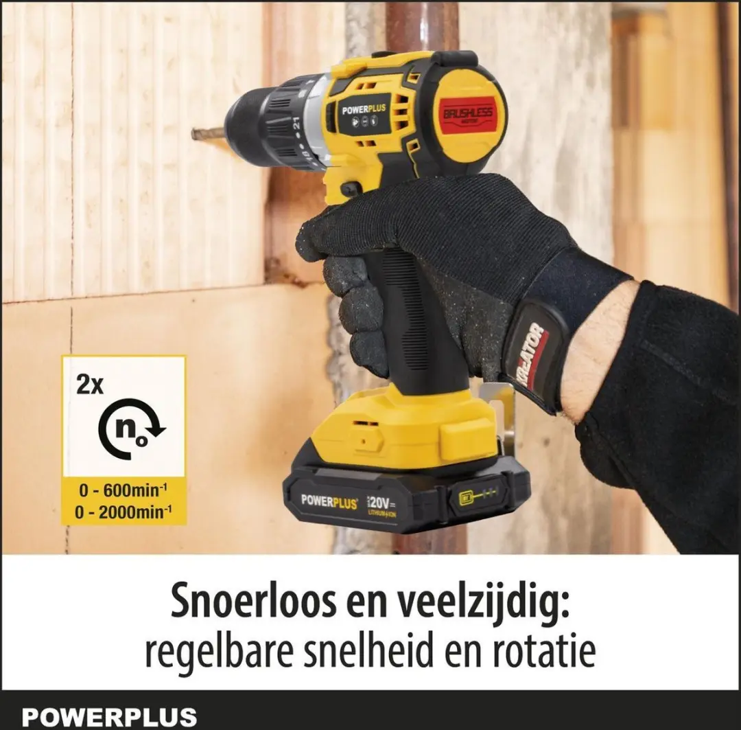 Powerplus POWX00512 Accu Klopboormachine 20V - 60Nm - 2x 2.0Ah