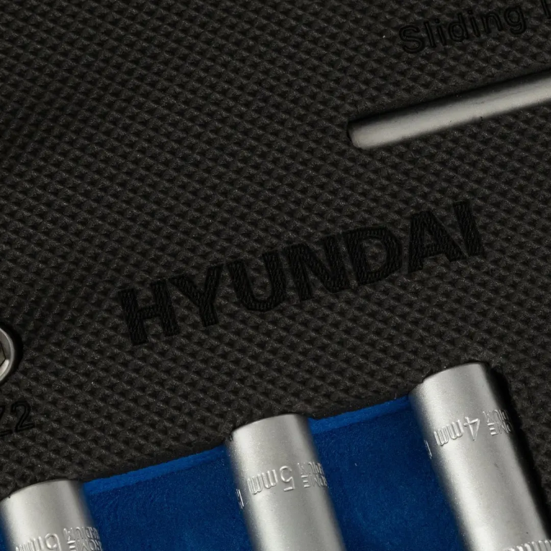 Hyundai 52-delig Doppen/Bitsset - Chroom-vanadiumstaal - Zilver/Blauw/Zwart