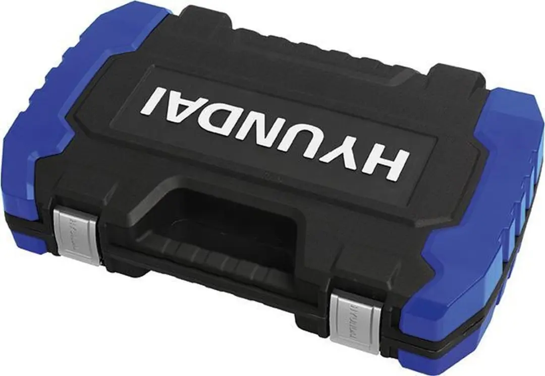 Hyundai 52-delig Doppen/Bitsset - Chroom-vanadiumstaal - Zilver/Blauw/Zwart