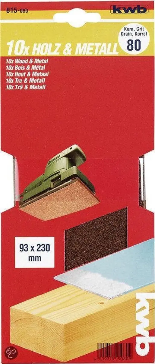 KWB Schuurstrook 93x230mm Korrel 80 - 10 Stuks