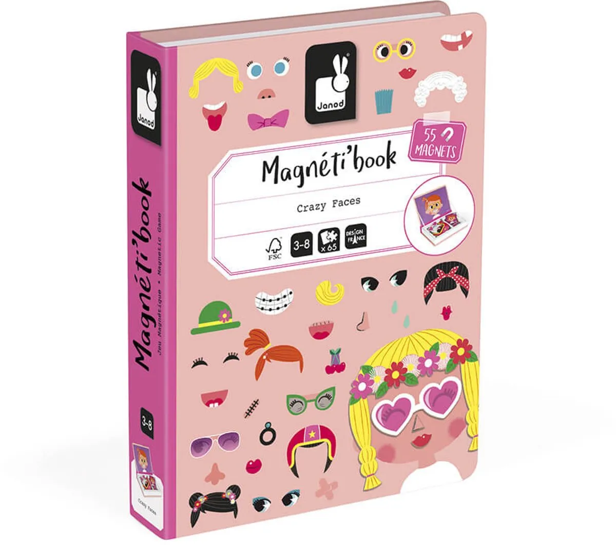 Janod Magnetibook Gekke Gezichten Meisjes 7211 - 55 Magneten - afbeelding 6 van 6