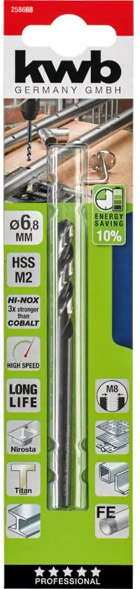 KWB Metaal-spiraalboor 6.8mm 109mm - 7.5mm - 1 Stuk