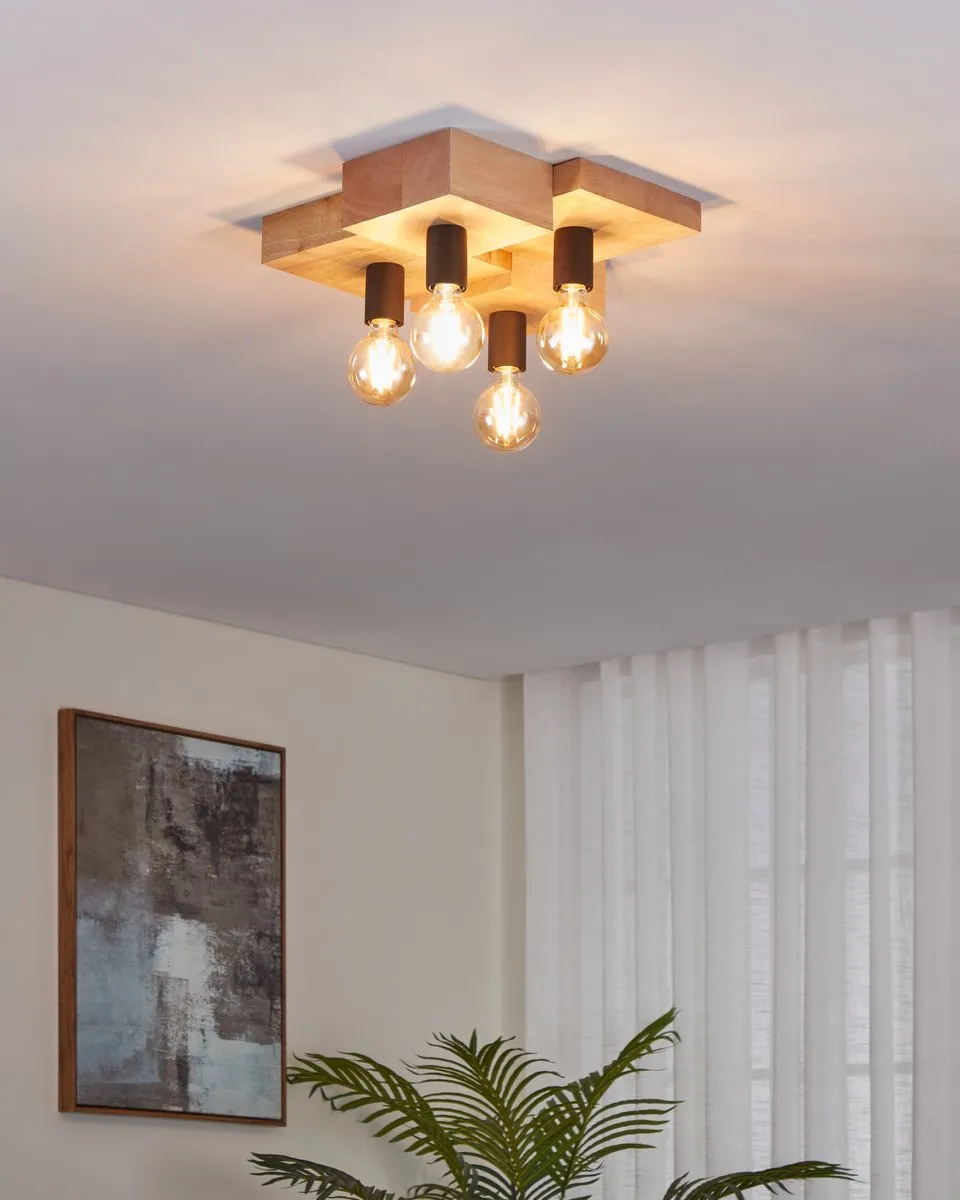 Eglo Halkin Plafondlamp E27 - 40cm - Bruin/Zwart