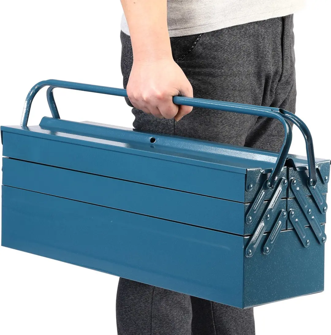 Erro Gereedschapskist Metaal 5-delig 16E06 - 21x21x43cm - Blauw - afbeelding 6 van 6