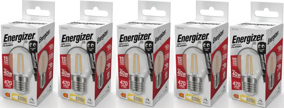Energizer LED Filament Kogellamp E27 5W Warmwit - 5 Stuks