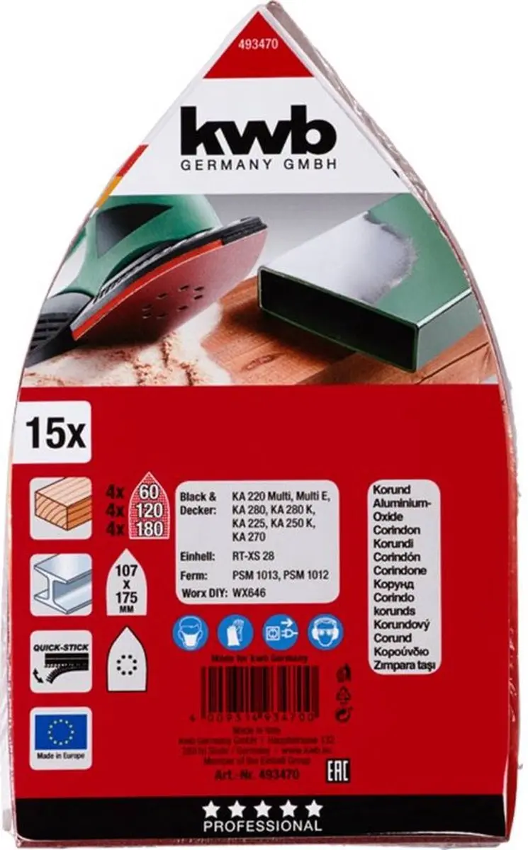 KWB Schuurschijf 107x175mm - Klittenband - 12 Stuks