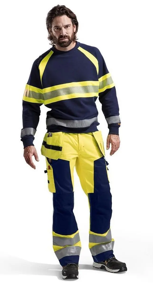 Blåkläder Sweater High Vis 3359-1158 - Marine/High Vis Geel S