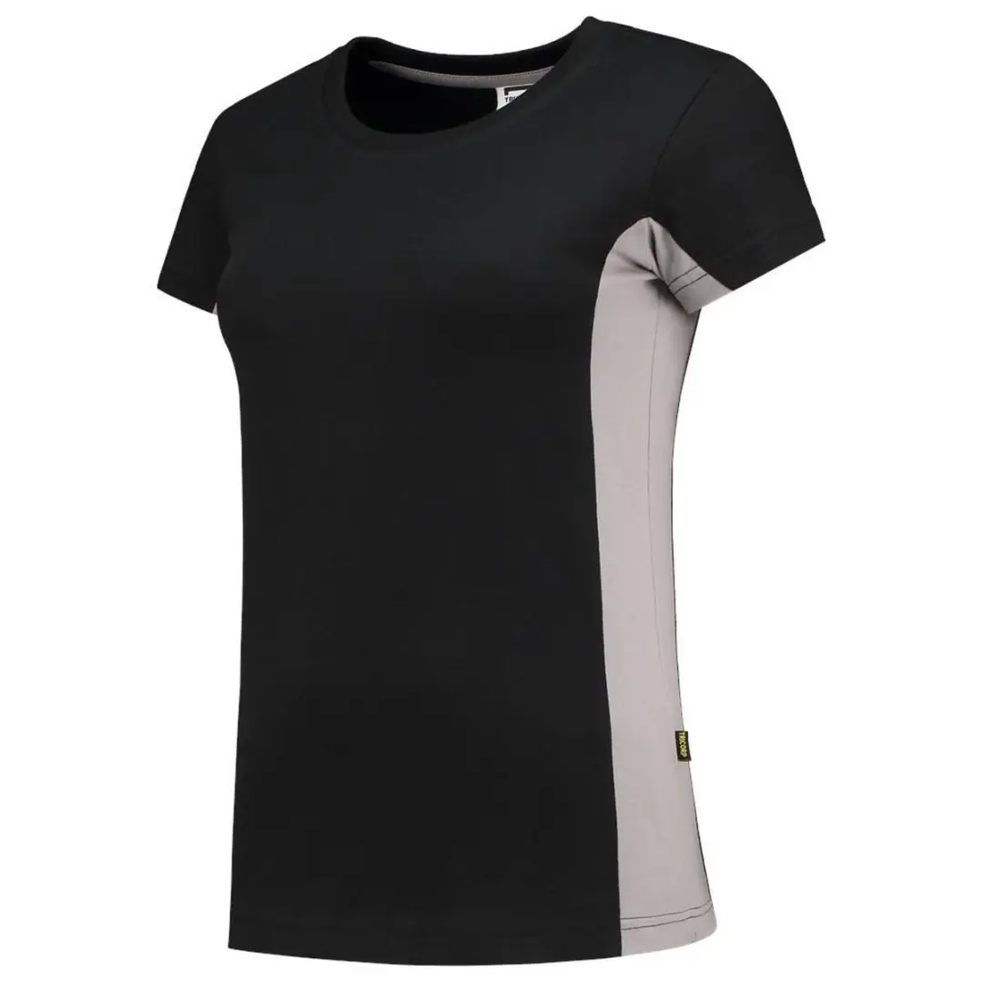 Tricorp T-shirt Bi-color Dames M - Zwart/Grijs
