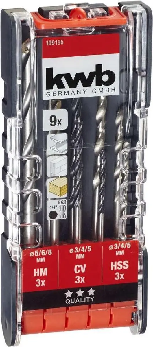 KWB HSS Boorset 9-delig 3-8mm