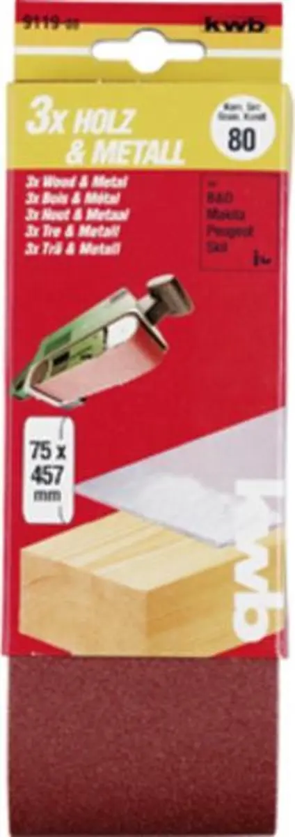KWB Schuurband 75x457mm K80 - 3 Stuks