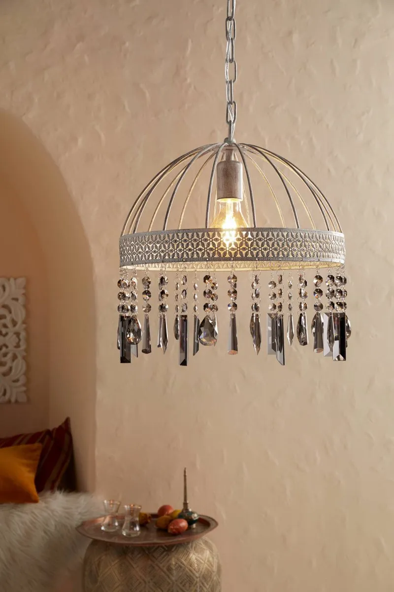 Eglo Steeleville Hanglamp E27 - Ø35cm - Wit/Zilver